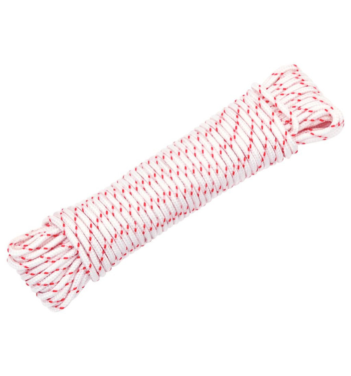 Cordon de démarrage à tirer blanc et rouge Ø3 mm 10 m nylon | Mobilier & Déco