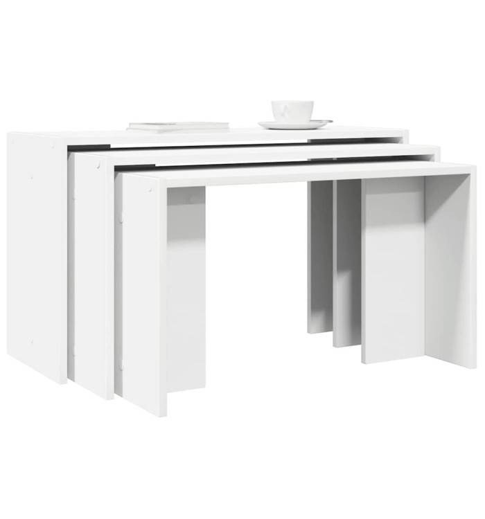 Tables gigognes 3 pcs blanc bois d'ingénierie | Mobilier & Déco