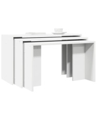 Tables gigognes 3 pcs blanc bois d'ingénierie | Mobilier & Déco