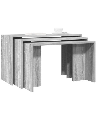 Tables gigognes 3 pcs sonoma gris bois d'ingénierie | Mobilier & Déco