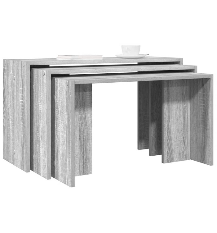 Tables gigognes 3 pcs sonoma gris bois d'ingénierie | Mobilier & Déco