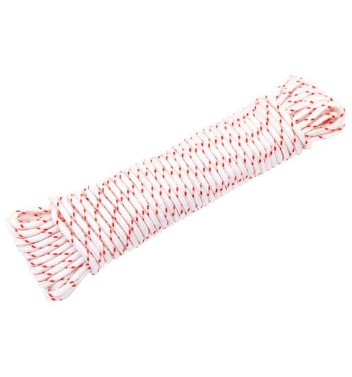 Cordon de démarrage à tirer blanc et rouge Ø5 mm 10 m nylon | Mobilier & Déco