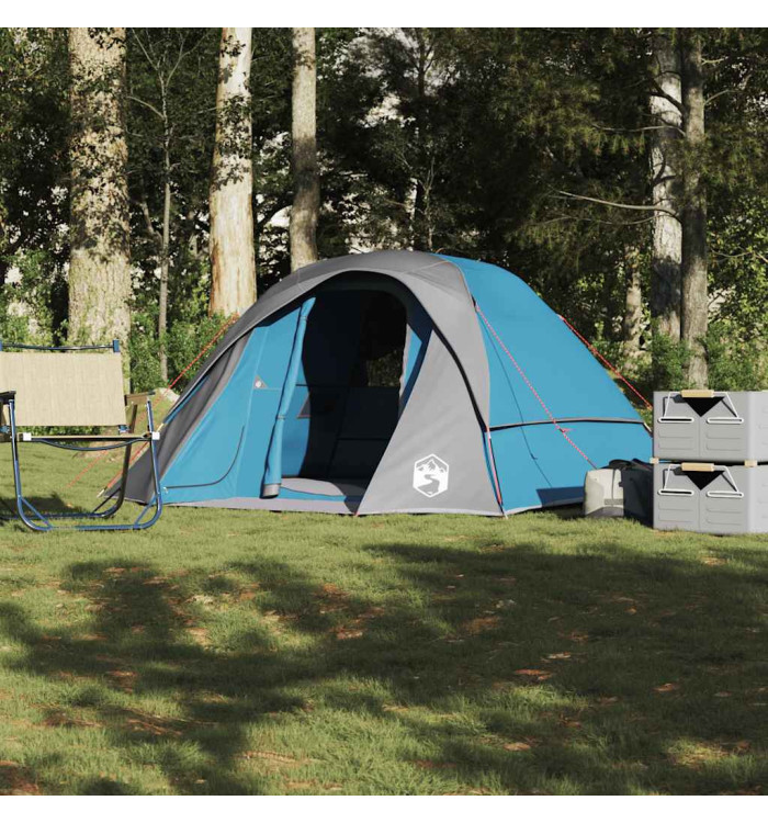 Tente de camping de cabine 4 personnes bleu imperméable | Mobilier & Déco