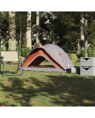 Tente de camping 1 personne gris et orange imperméable | Mobilier & Déco