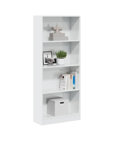 Bibliothèque blanc brillant 60x24x143 cm bois d'ingénierie | Mobilier & Déco