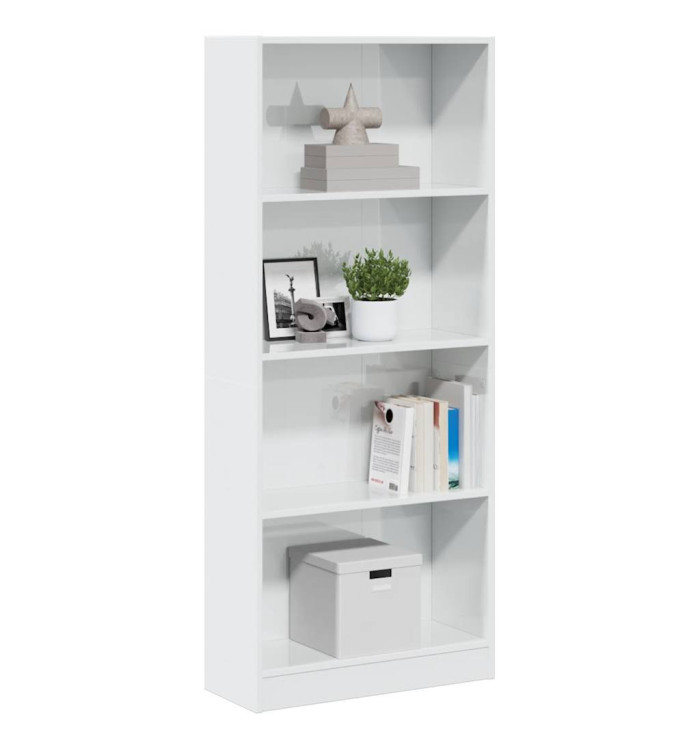 Bibliothèque blanc brillant 60x24x143 cm bois d'ingénierie | Mobilier & Déco