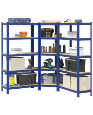 Ensemble d'étagères à 5 niveaux 3 pcs acier bois d'ingénierie | Mobilier & Déco
