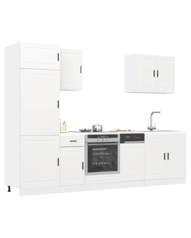 Ensemble d'armoires cuisine 7pcs Kalmar blanc bois d'ingénierie | Mobilier & Déco