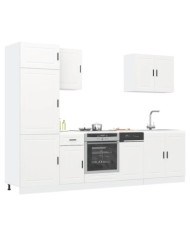 Ensemble d'armoires cuisine 7pcs Kalmar blanc bois d'ingénierie | Mobilier & Déco