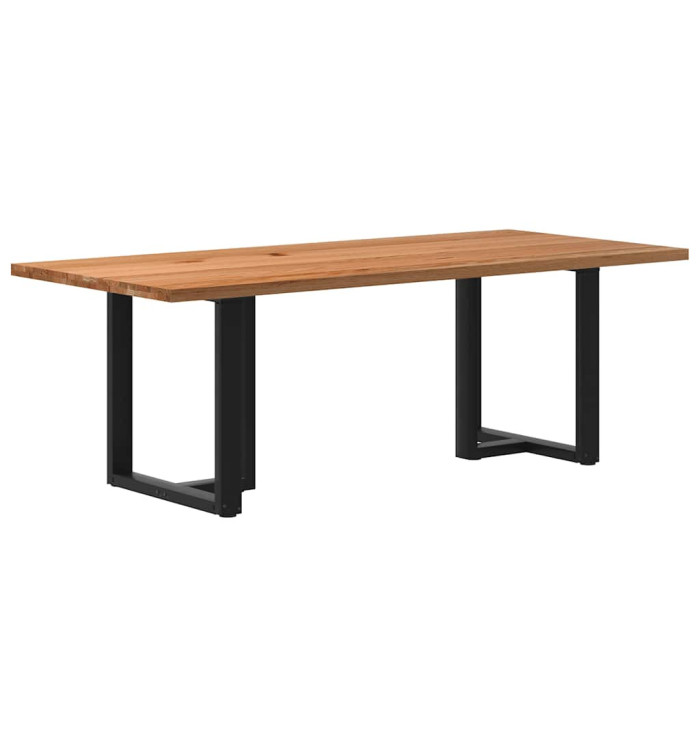 Table à manger marron clair bois de chêne massif rectangulaire | Mobilier & Déco