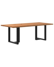 Table à manger marron clair bois de chêne massif rectangulaire | Mobilier & Déco
