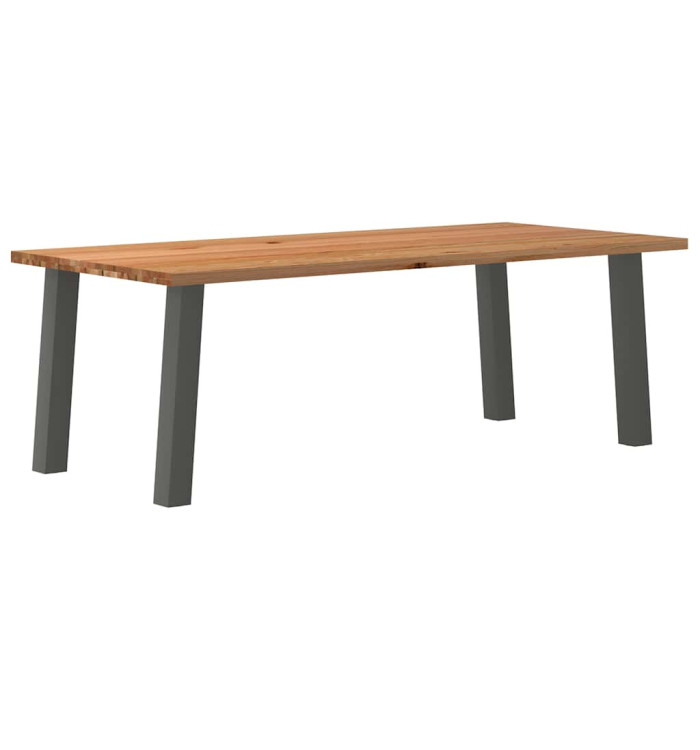 Table à manger marron clair bois de chêne massif rectangulaire | Mobilier & Déco