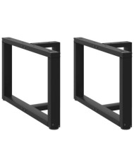 Pieds de table basse en T, 2 pièces, noir, 70 x 25 x (42-43) cm, acier | Mobilier & Déco