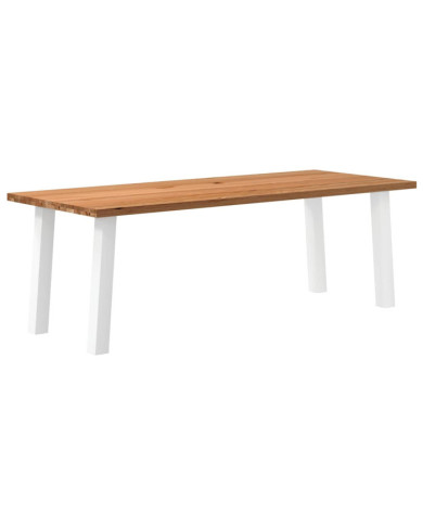 Table à manger marron clair bois de chêne massif rectangulaire | Mobilier & Déco