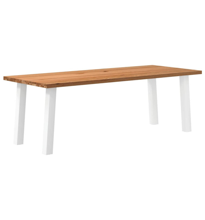 Table à manger marron clair bois de chêne massif rectangulaire | Mobilier & Déco