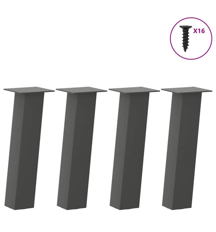 Pieds de table basse 4 pièces Anthracite 42 cm Acier | Mobilier & Déco