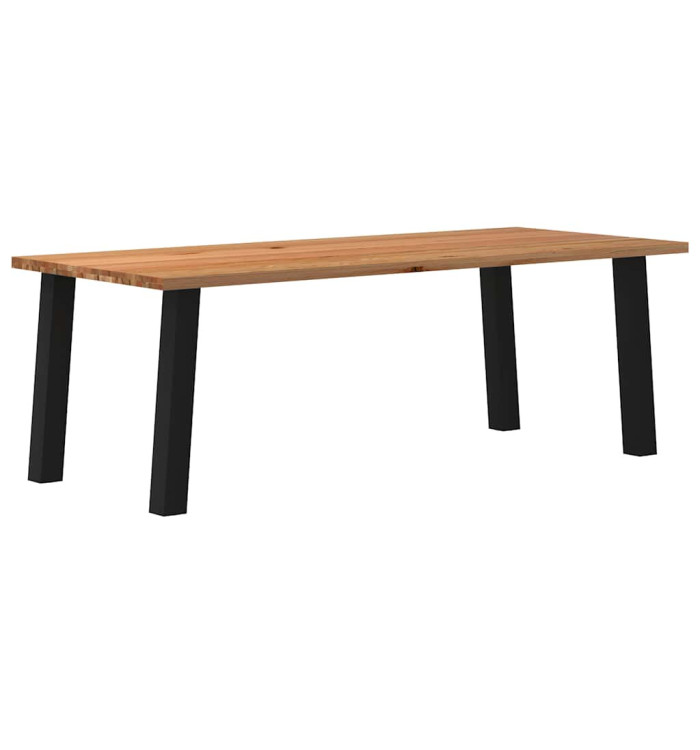 Table à manger marron clair bois de chêne massif rectangulaire | Mobilier & Déco