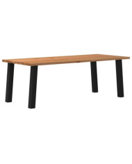 Table à manger marron clair bois de chêne massif rectangulaire | Mobilier & Déco