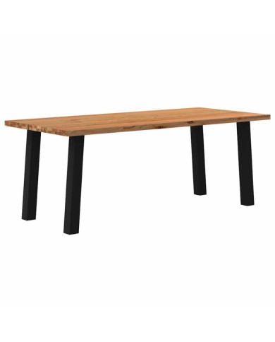 Table à manger marron clair bois de chêne massif rectangulaire | Mobilier & Déco