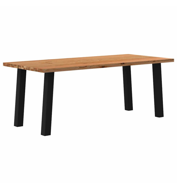 Table à manger marron clair bois de chêne massif rectangulaire | Mobilier & Déco