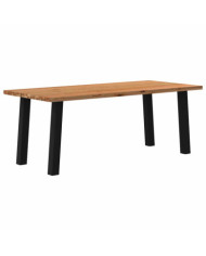Table à manger marron clair bois de chêne massif rectangulaire | Mobilier & Déco