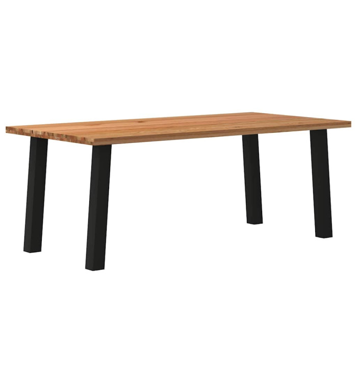 Table à manger marron clair bois de chêne massif rectangulaire | Mobilier & Déco