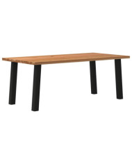 Table à manger marron clair bois de chêne massif rectangulaire | Mobilier & Déco