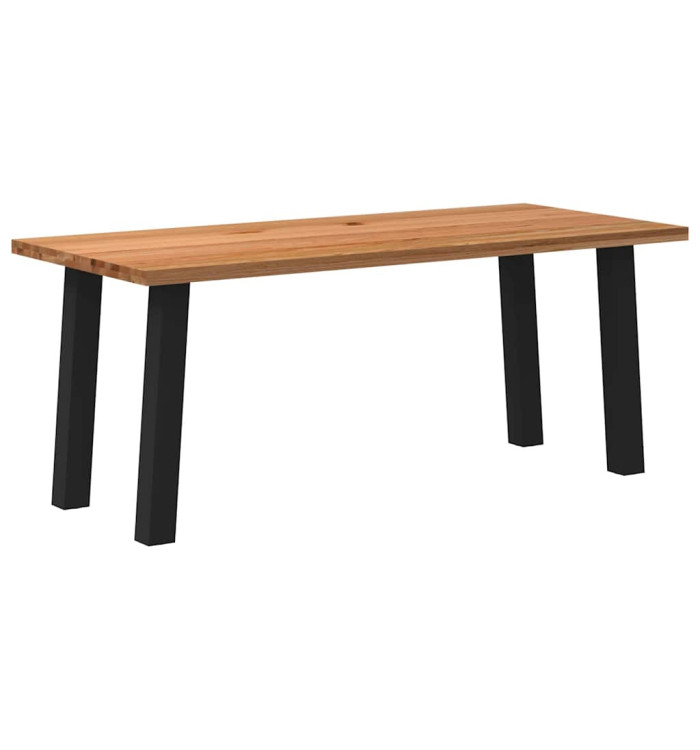 Table à manger marron clair bois de chêne massif rectangulaire | Mobilier & Déco