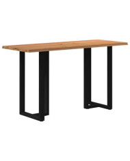 Table de bar rectangulaire en chêne massif avec bords naturels 200 x 80 x 102 cm | Mobilier & Déco