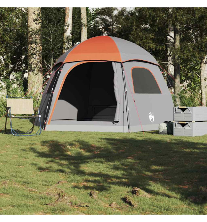 Tente de familiale igloo 6 personnes gris orange imperméable | Mobilier & Déco
