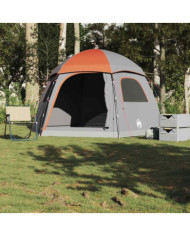 Tente de familiale igloo 6 personnes gris orange imperméable | Mobilier & Déco