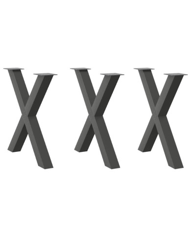 Pieds de table à manger en forme de X 3 pièces Anthracite 80 x (72-73) cm Acier | Mobilier & Déco