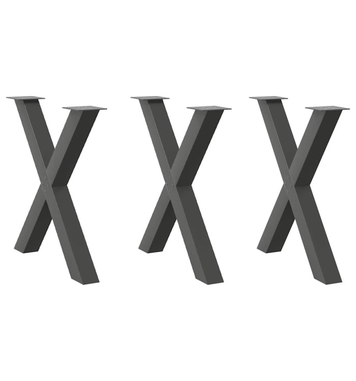 Pieds de table à manger en forme de X 3 pièces Anthracite 80 x (72-73) cm Acier | Mobilier & Déco