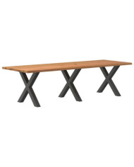 Table à manger marron clair bois de chêne massif rectangulaire | Mobilier & Déco
