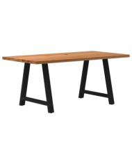 Table à manger marron clair bois de chêne massif rectangulaire | Mobilier & Déco
