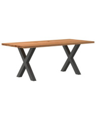 Table à manger marron clair bois de chêne massif rectangulaire | Mobilier & Déco