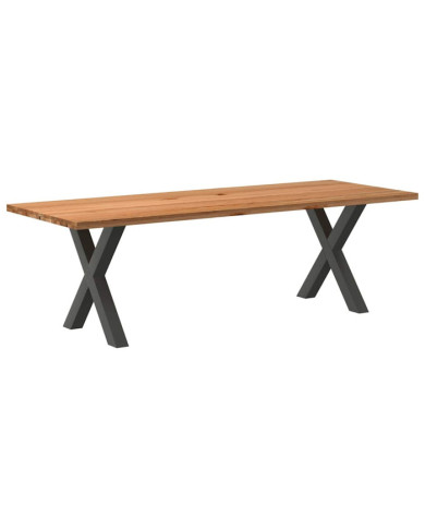 Table à manger marron clair bois de chêne massif rectangulaire | Mobilier & Déco