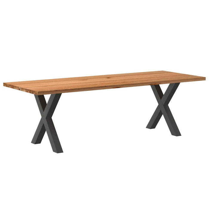 Table à manger marron clair bois de chêne massif rectangulaire | Mobilier & Déco