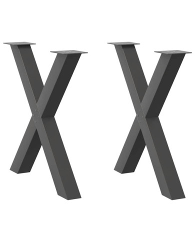 Pieds de table à manger en forme de X, 2 pièces, anthracite, 80 x (72-73) cm, acier | Mobilier & Déco