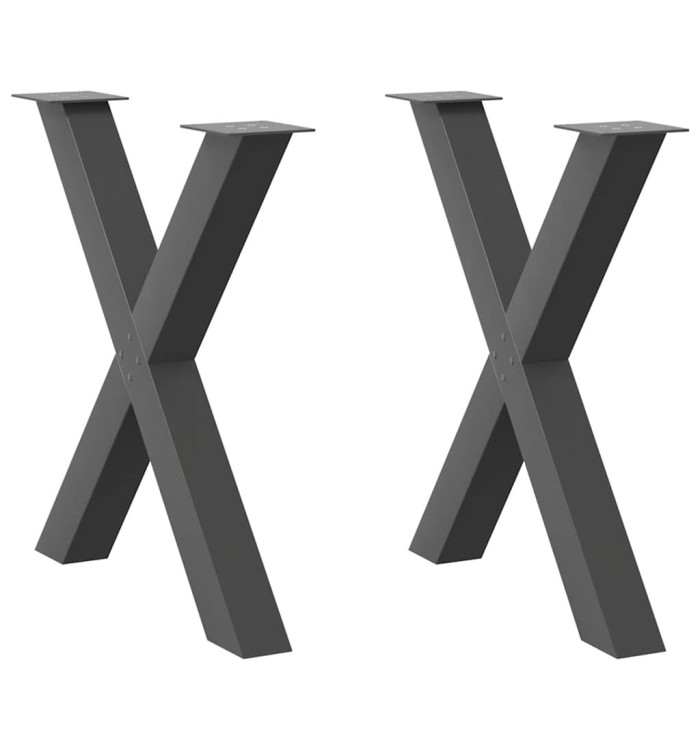 Pieds de table à manger en forme de X, 2 pièces, anthracite, 80 x (72-73) cm, acier | Mobilier & Déco