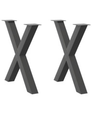 Pieds de table à manger en forme de X, 2 pièces, anthracite, 80 x (72-73) cm, acier | Mobilier & Déco