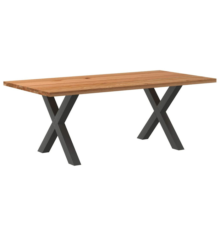 Table à manger marron clair bois de chêne massif rectangulaire | Mobilier & Déco