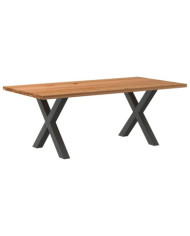 Table à manger marron clair bois de chêne massif rectangulaire | Mobilier & Déco