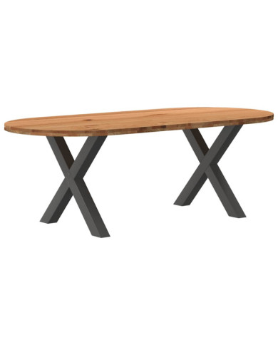 Table à manger 220x100x74 cm bois de chêne massif ovale | Mobilier & Déco