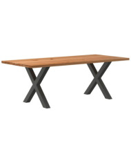 Table à manger marron clair bois de chêne massif rectangulaire | Mobilier & Déco