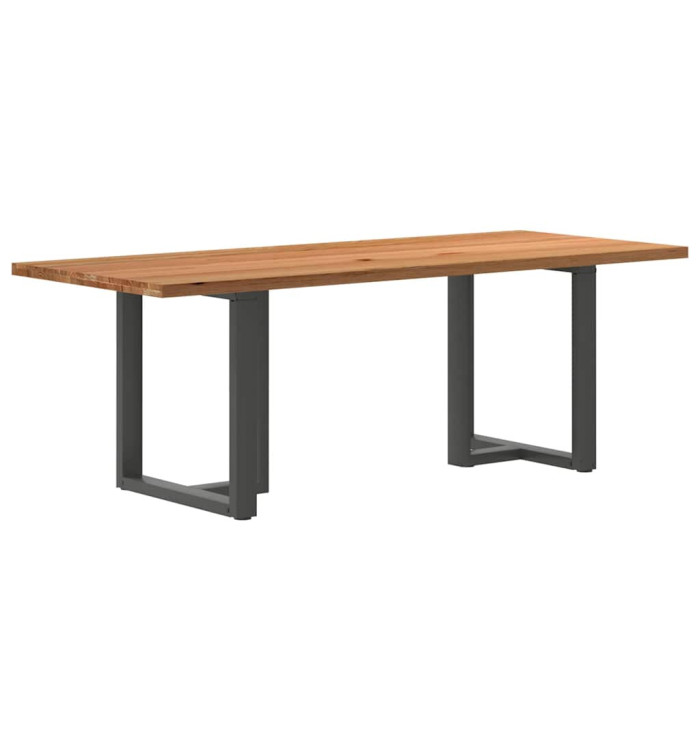 Table à manger marron clair bois de chêne massif rectangulaire | Mobilier & Déco