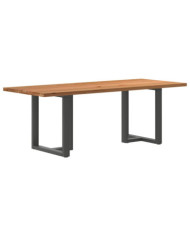 Table à manger marron clair bois de chêne massif rectangulaire | Mobilier & Déco