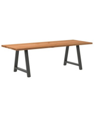 Table à manger marron clair bois de chêne massif rectangulaire | Mobilier & Déco