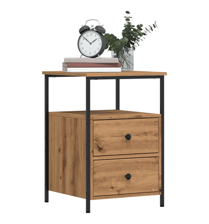 Table de chevet chêne artisanal 34x35,5x50 cm bois d'ingénierie | Mobilier & Déco