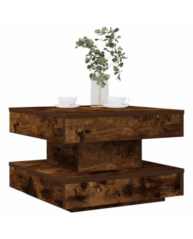 Table basse rotative à 360 degrés chêne fumé 50x50x34,5 cm | Mobilier & Déco